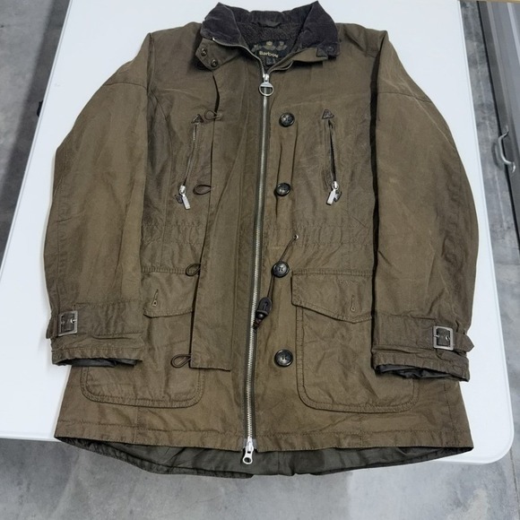 Barbour Jackets & Blazers - Barbour Womens waxed Utility Field Jacket Olive Green Fleece Lined Size US 8